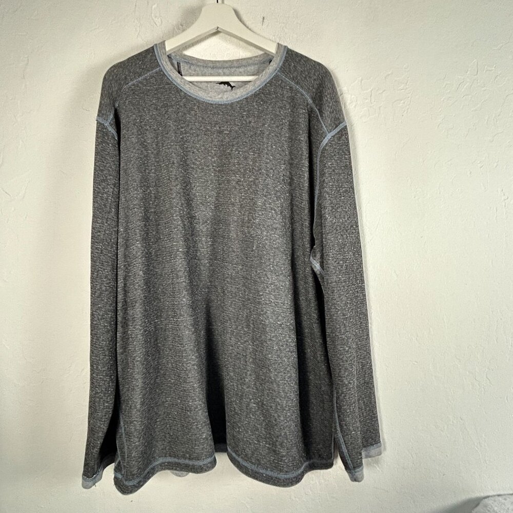 Tommy Bahama Mens Gray Long Sleeve Crew Neck Shirt Casual Pullover Lightweight